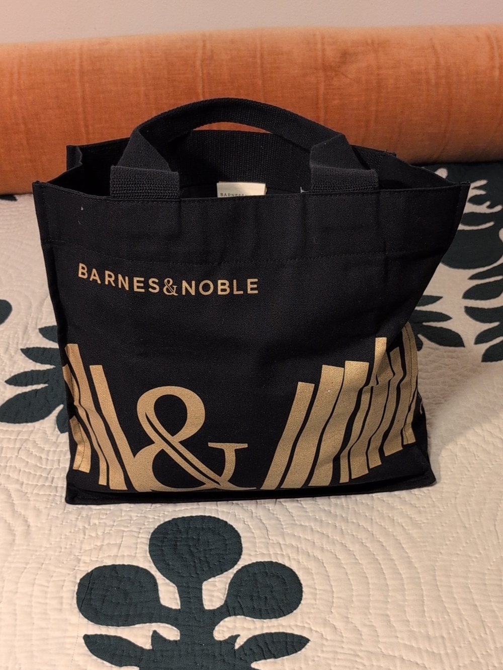 New Barnes & Noble Black Tote with Gold Graphic